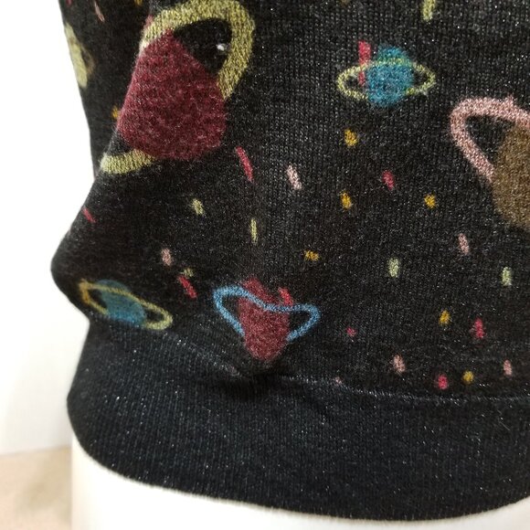 Zara top Small black galaxy space planets universe Saturn metallic knit - Picture 6 of 10